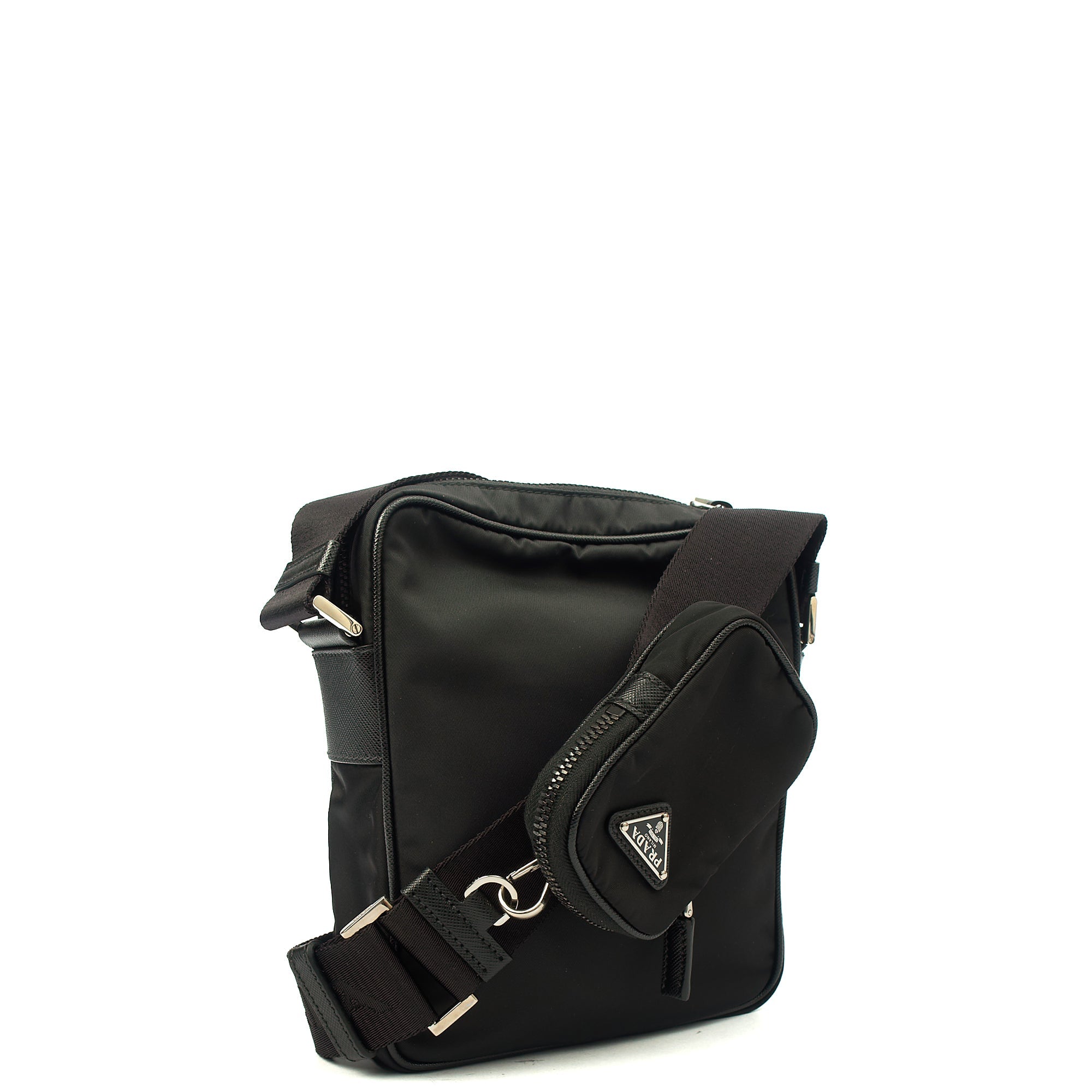 Prada Cross Body Nylon Cross Body Bag in Black, Nylon — Side View
