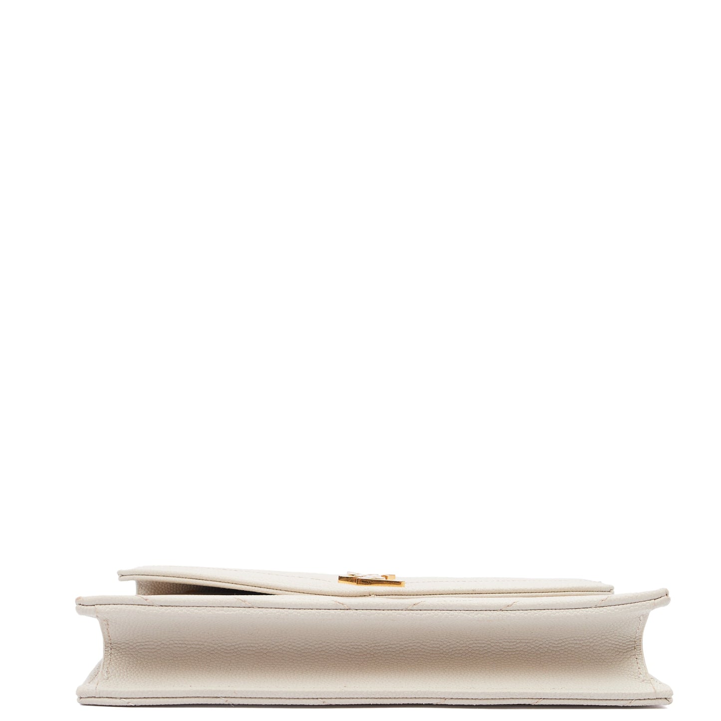 Saint Laurent Cross Body Envelope Wallet on Chain in Neutral, Calfskin Leather — Top View