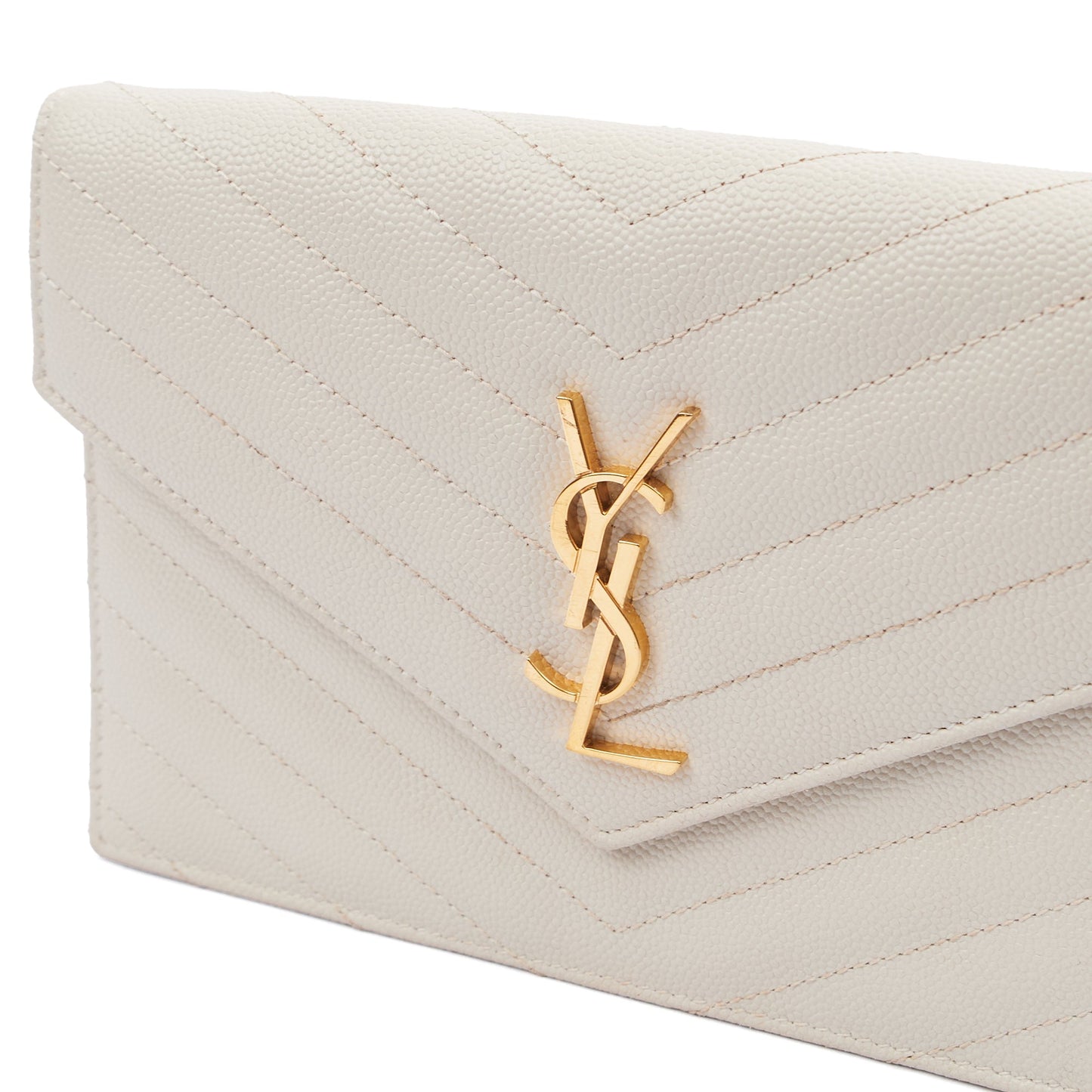 Saint Laurent Cross Body Envelope Wallet on Chain in Neutral, Calfskin Leather — Alternate View 12