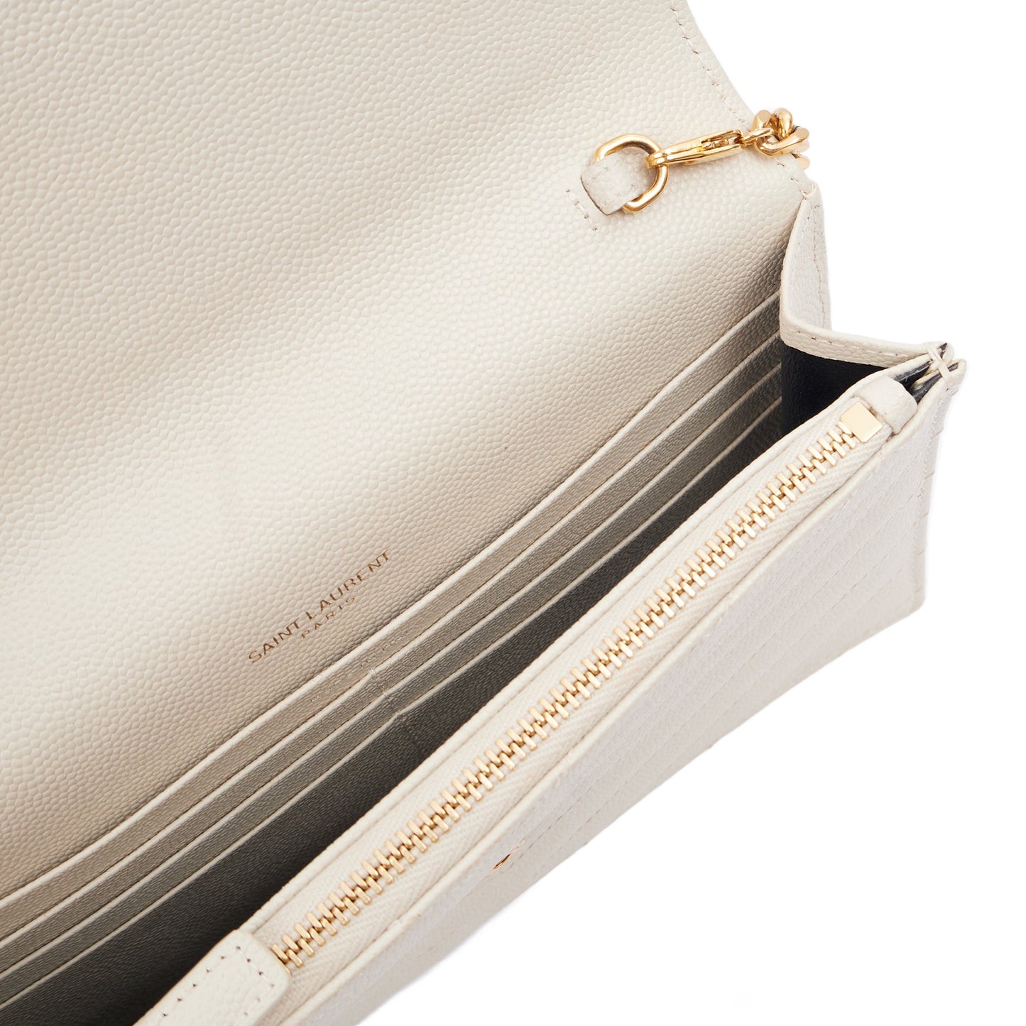 Saint Laurent Cross Body Envelope Wallet on Chain in Neutral, Calfskin Leather — Alternate View 11