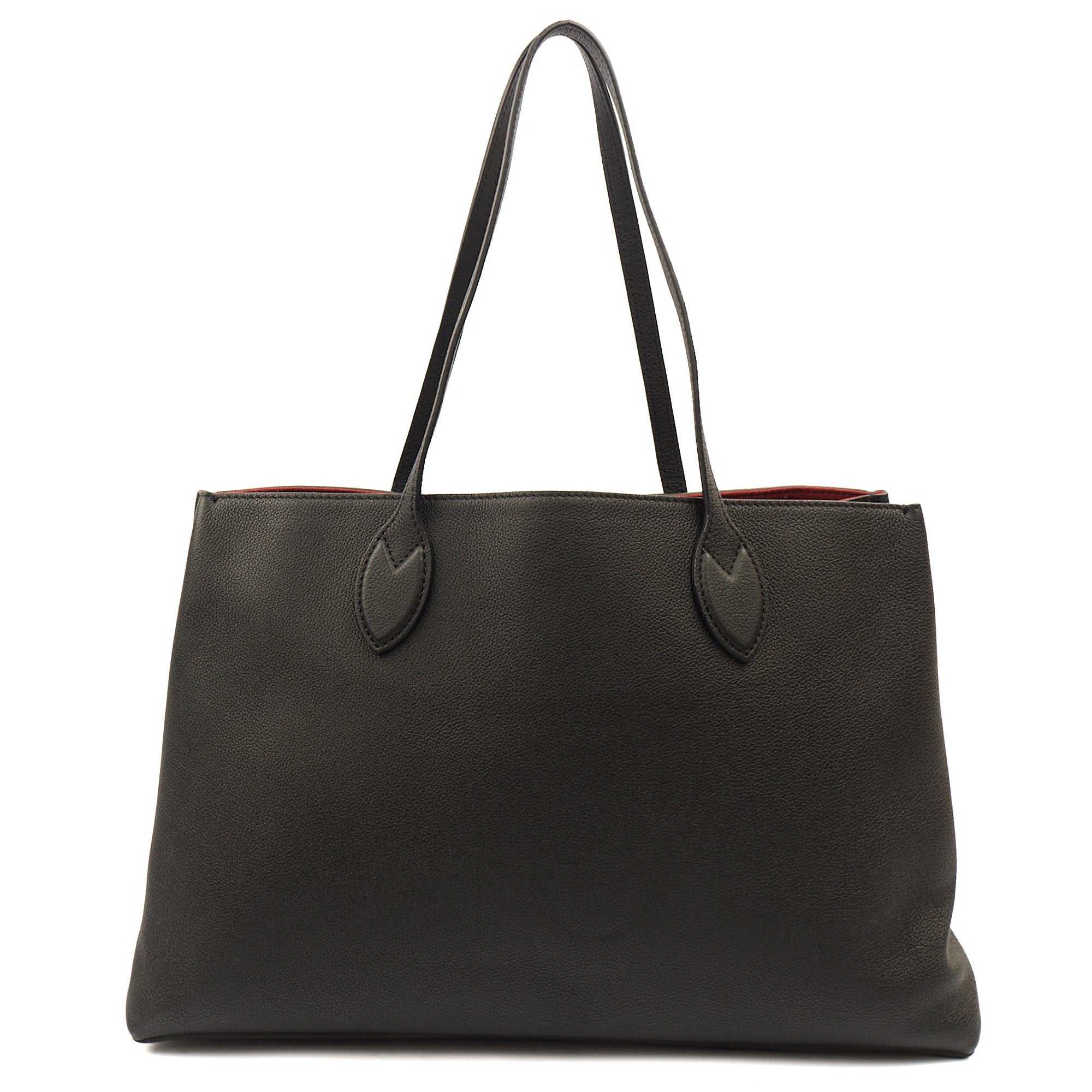 Louis Vuitton Tote Lockme Tote PM in Black, Calfskin Leather — Back View