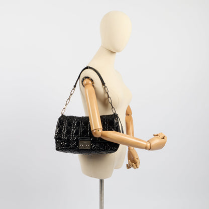 Christian Dior Shoulder Bag Miss Dior Flap Bag in Black, Cannage Quilted Patent — Back View