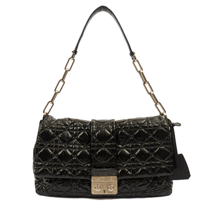 Christian Dior Shoulder Bag Miss Dior Flap Bag in Black, Cannage Quilted Patent — Front View
