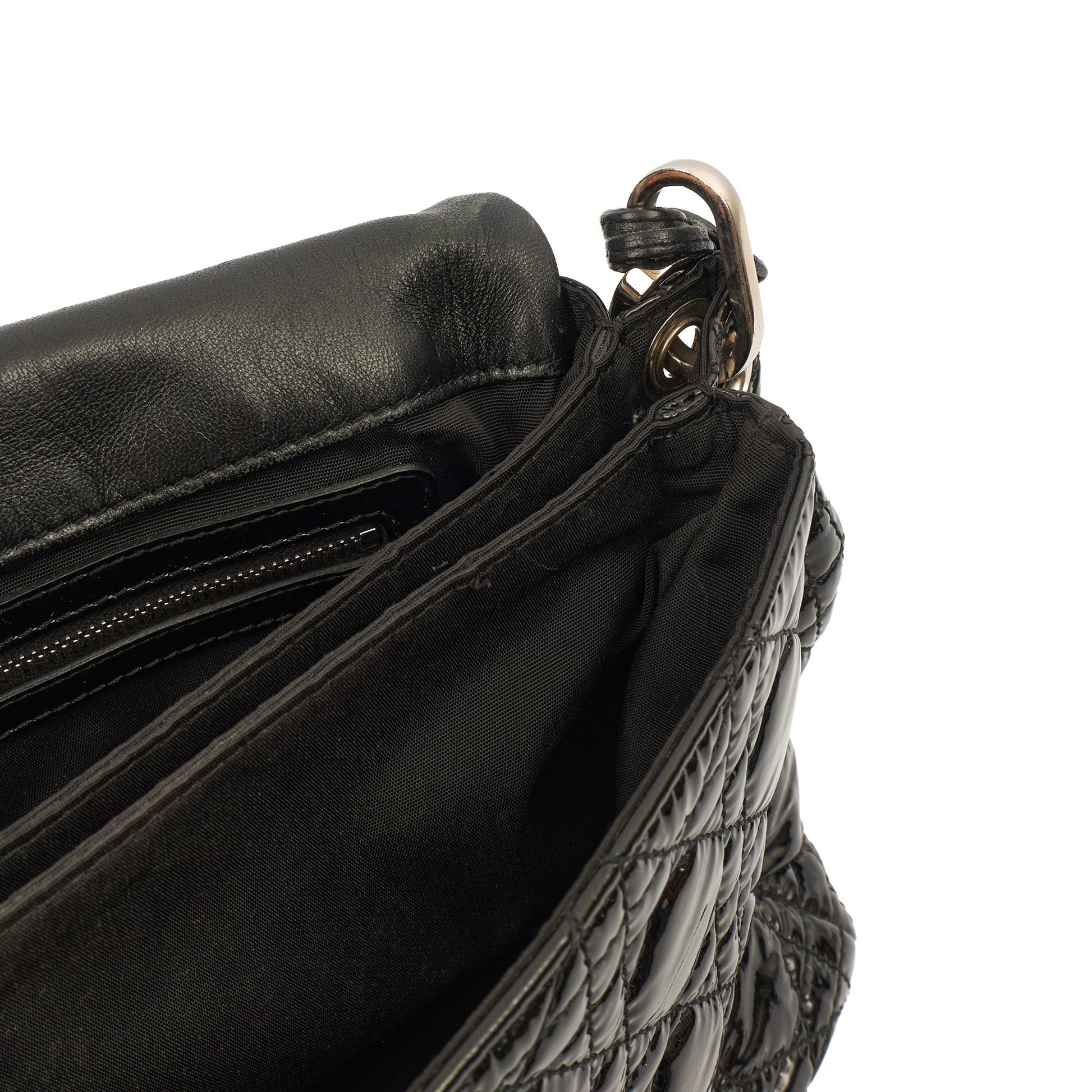 Christian Dior Shoulder Bag Miss Dior Flap Bag in Black, Cannage Quilted Patent — Alternate View 9