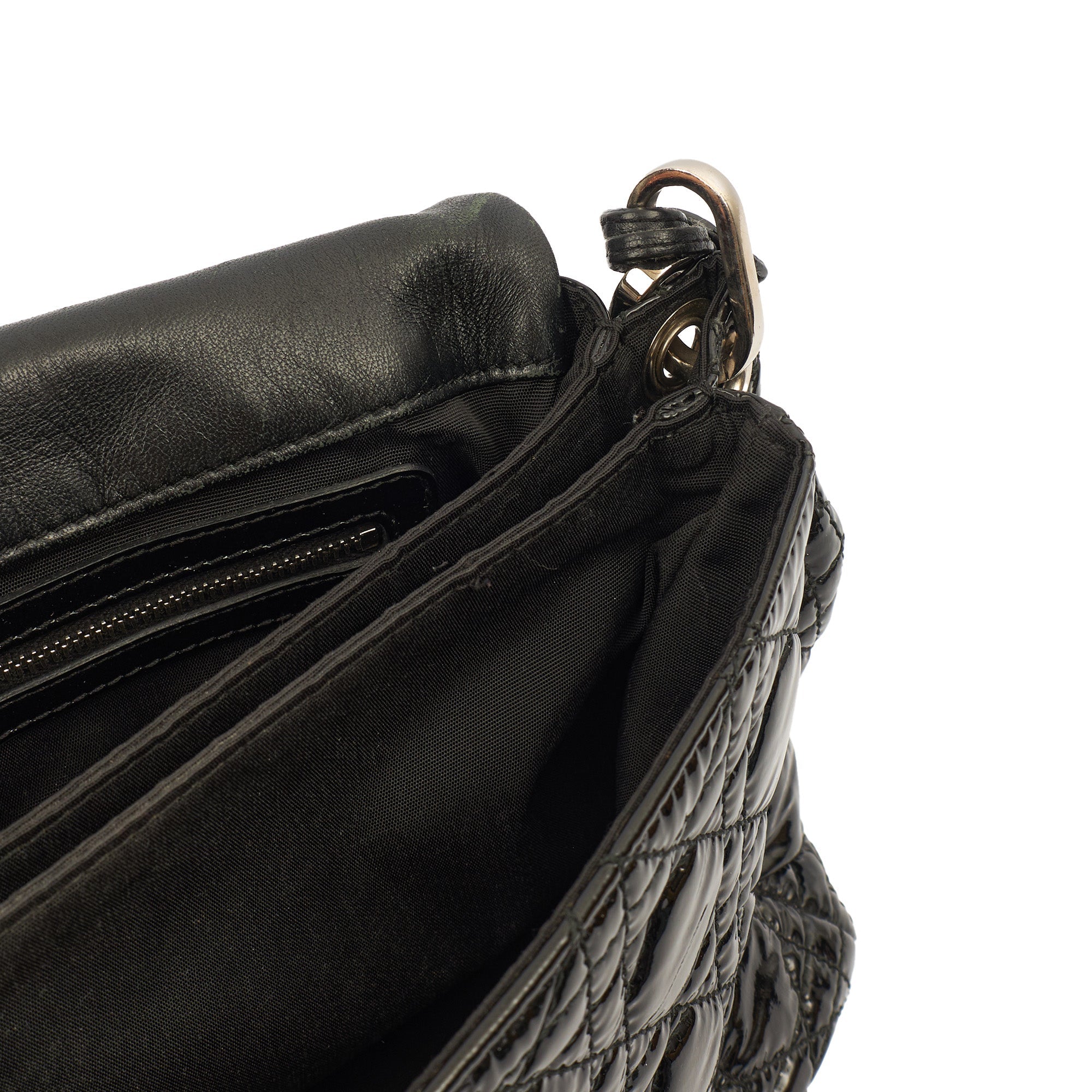 Christian Dior Shoulder Bag Miss Dior Flap Bag in Black, Cannage Quilted Patent — Alternate View 9