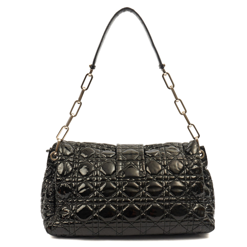 Christian Dior Shoulder Bag Miss Dior Flap Bag in Black, Cannage Quilted Patent — Detail View