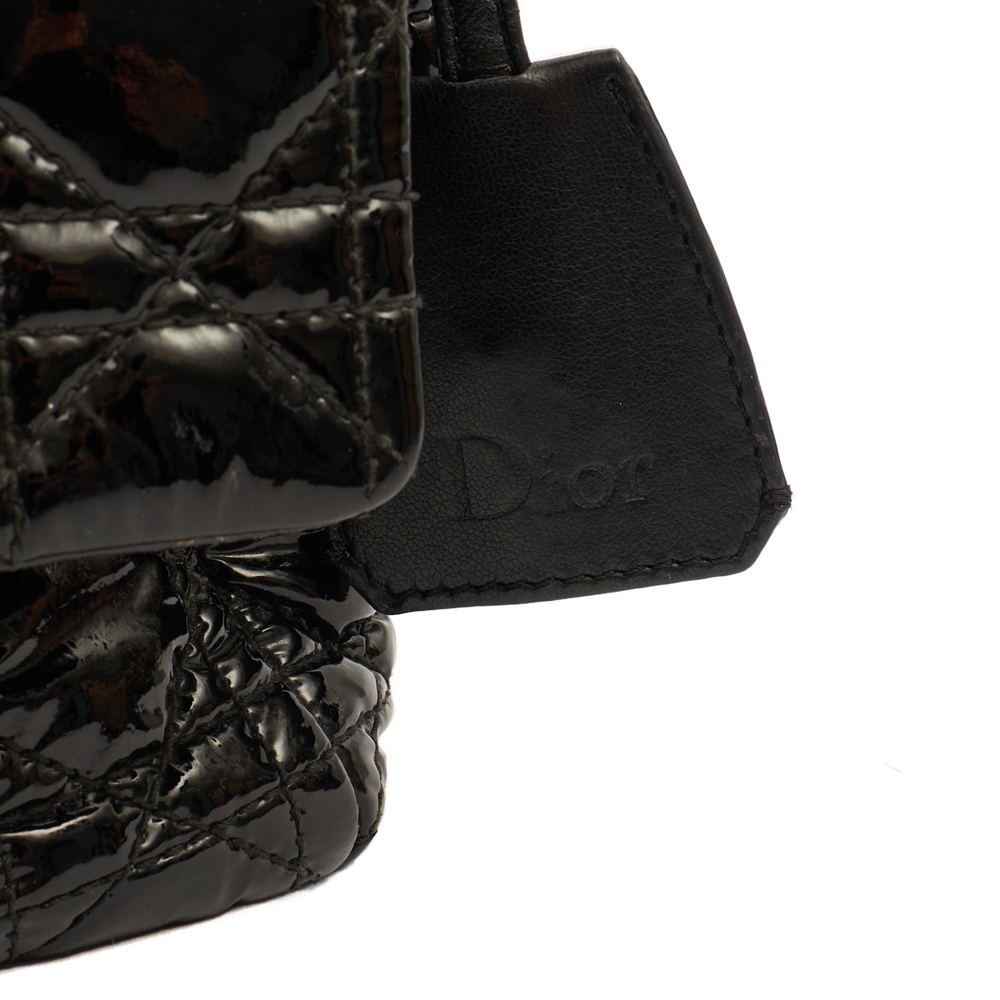 Christian Dior Shoulder Bag Miss Dior Flap Bag in Black, Cannage Quilted Patent — Alternate View 8