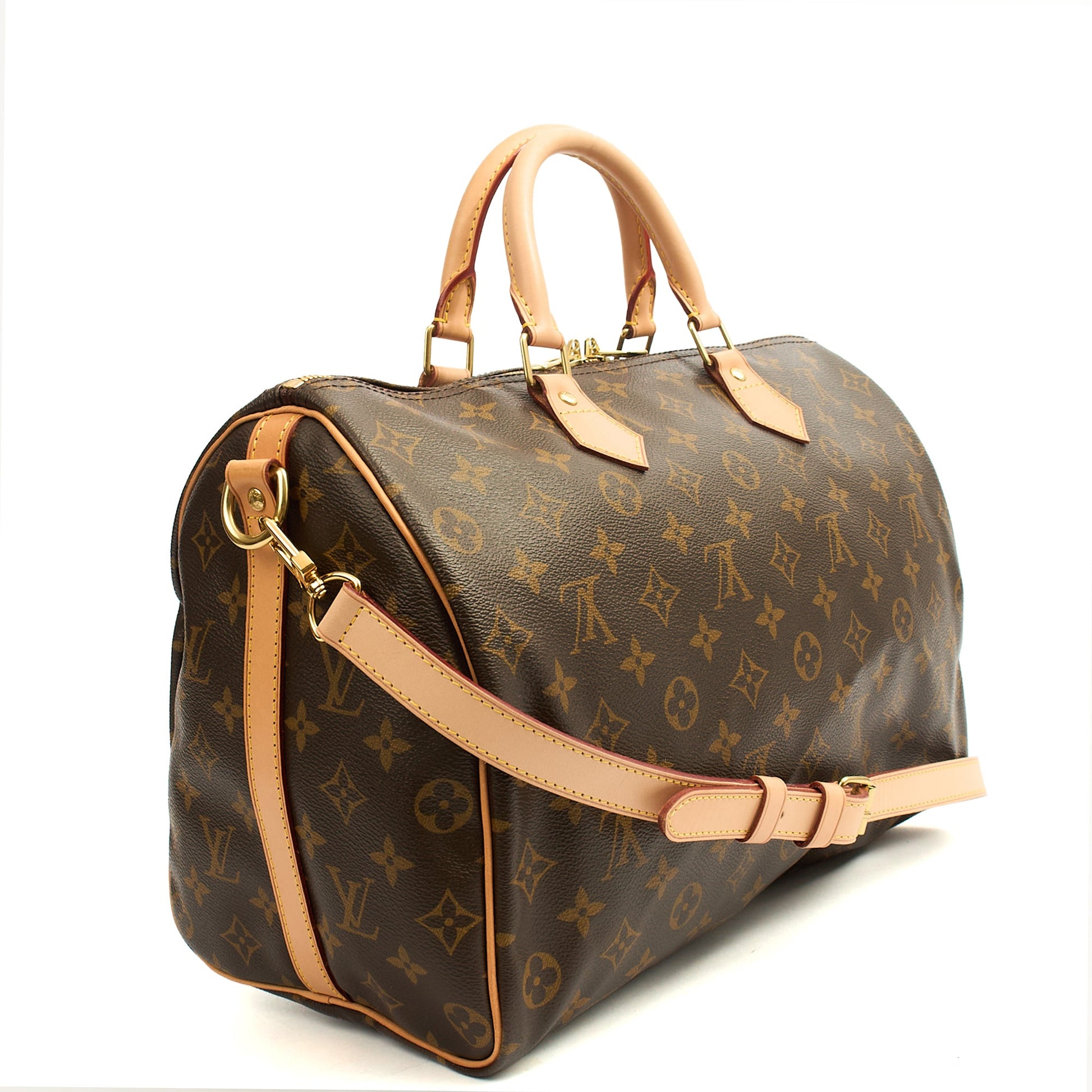 Louis Vuitton Top Handle Speedy Bandouliere 35 in Monogram, Canvas — Side View