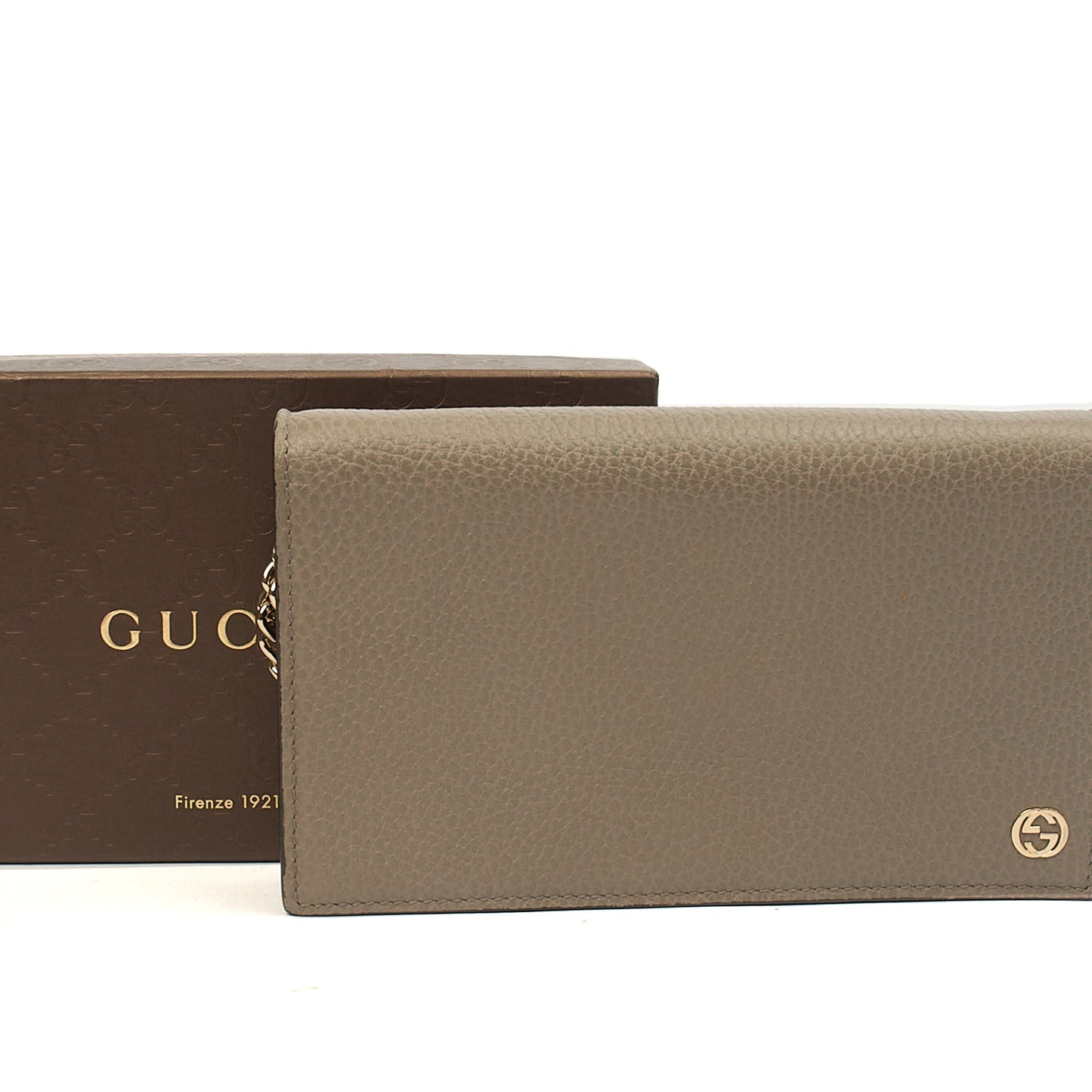 Gucci Cross Body Dollar Interlocking GG Wallet On Chain in Grey, Leather — Alternate View 18