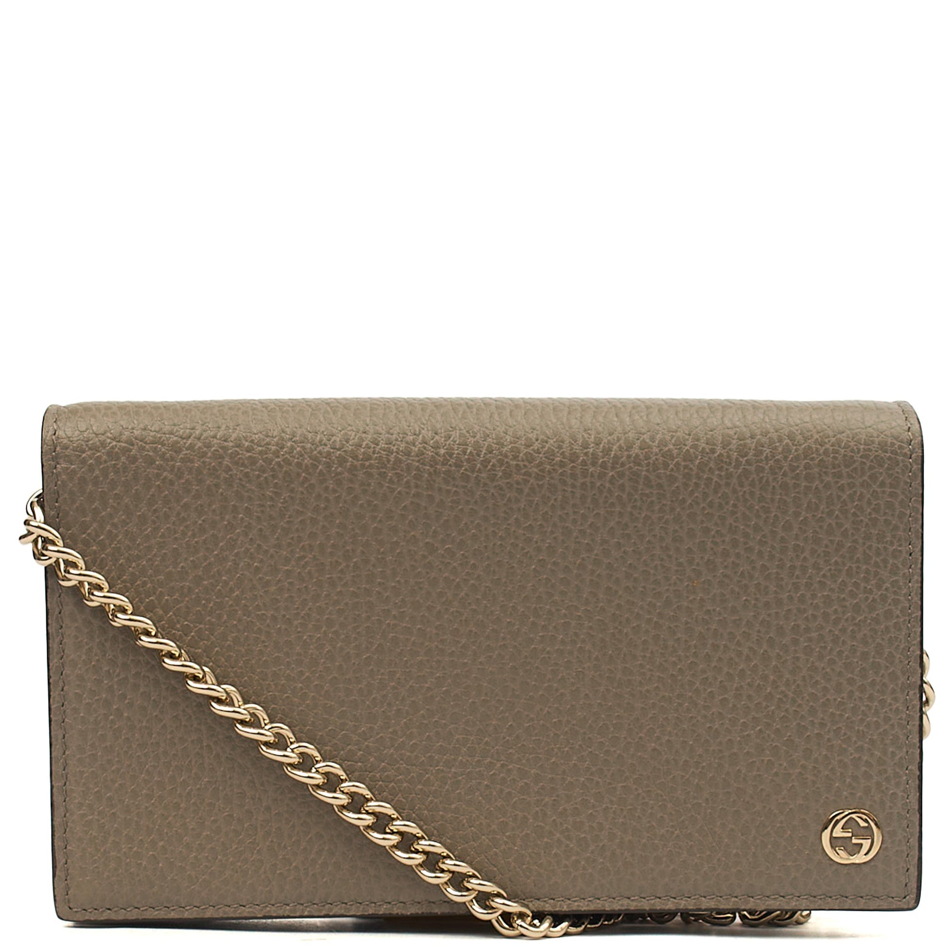 Gucci Cross Body Dollar Interlocking GG Wallet On Chain in Grey, Leather — Alternate View 13