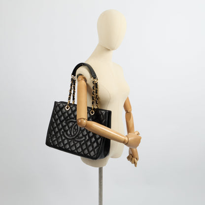 Chanel Tote Grand Shopping Tote in Black, Caviar Leather — Side View