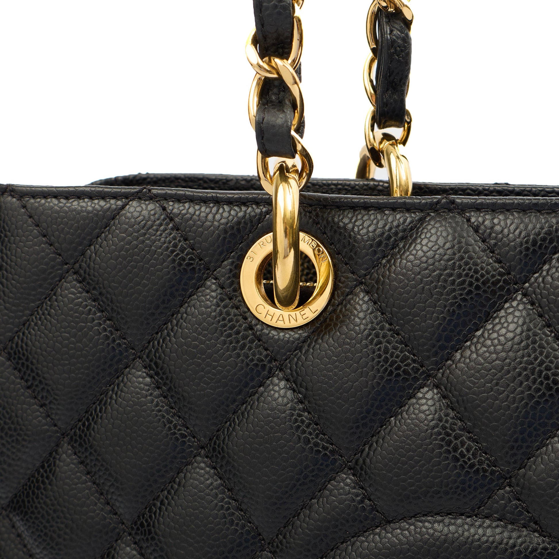 Chanel Tote Grand Shopping Tote in Black, Caviar Leather — Alternate View 7