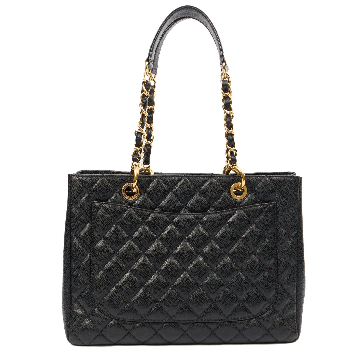 Chanel Tote Grand Shopping Tote in Black, Caviar Leather — Top View