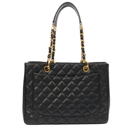 Chanel Tote Grand Shopping Tote in Black, Caviar Leather — Top View