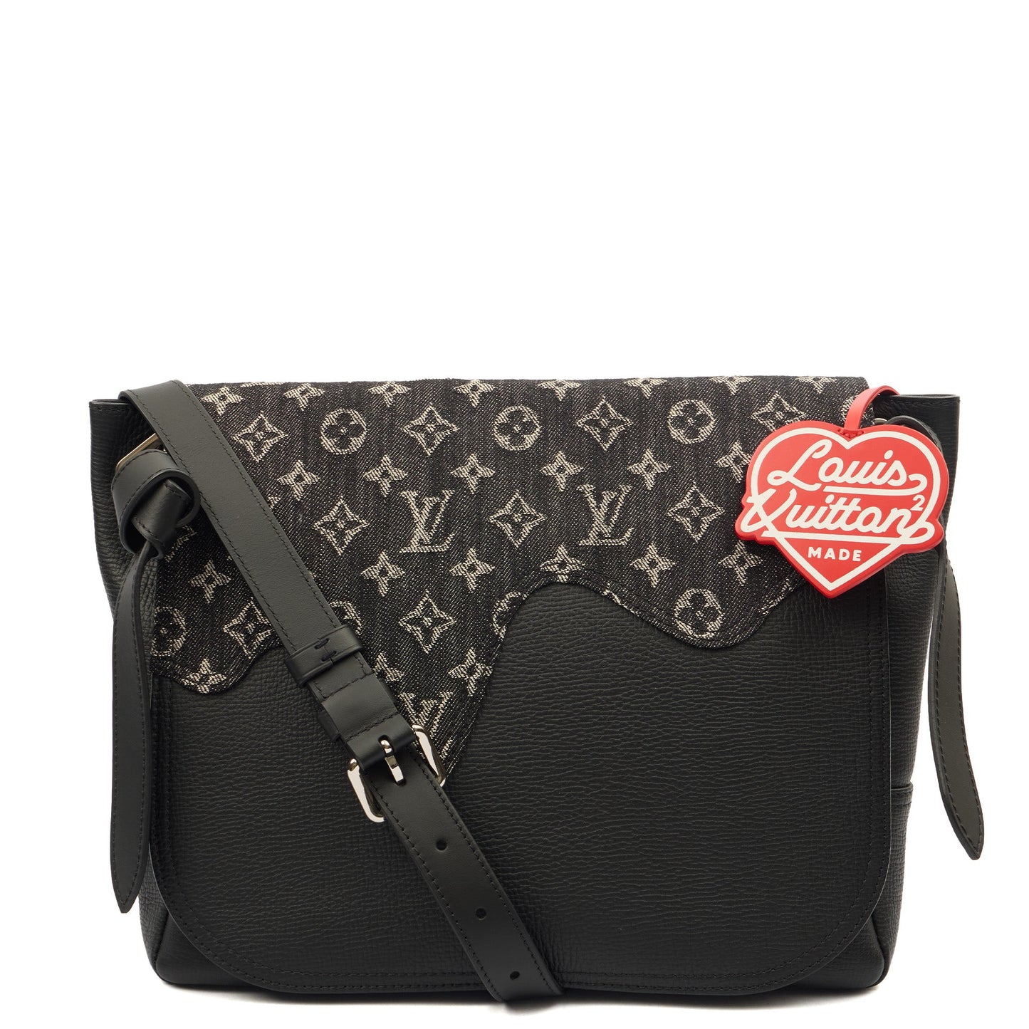 Louis Vuitton Shoulder Bag Louis Vuitton x Nigo Besace Tokyo in Black, Taurillon Leather — Front View