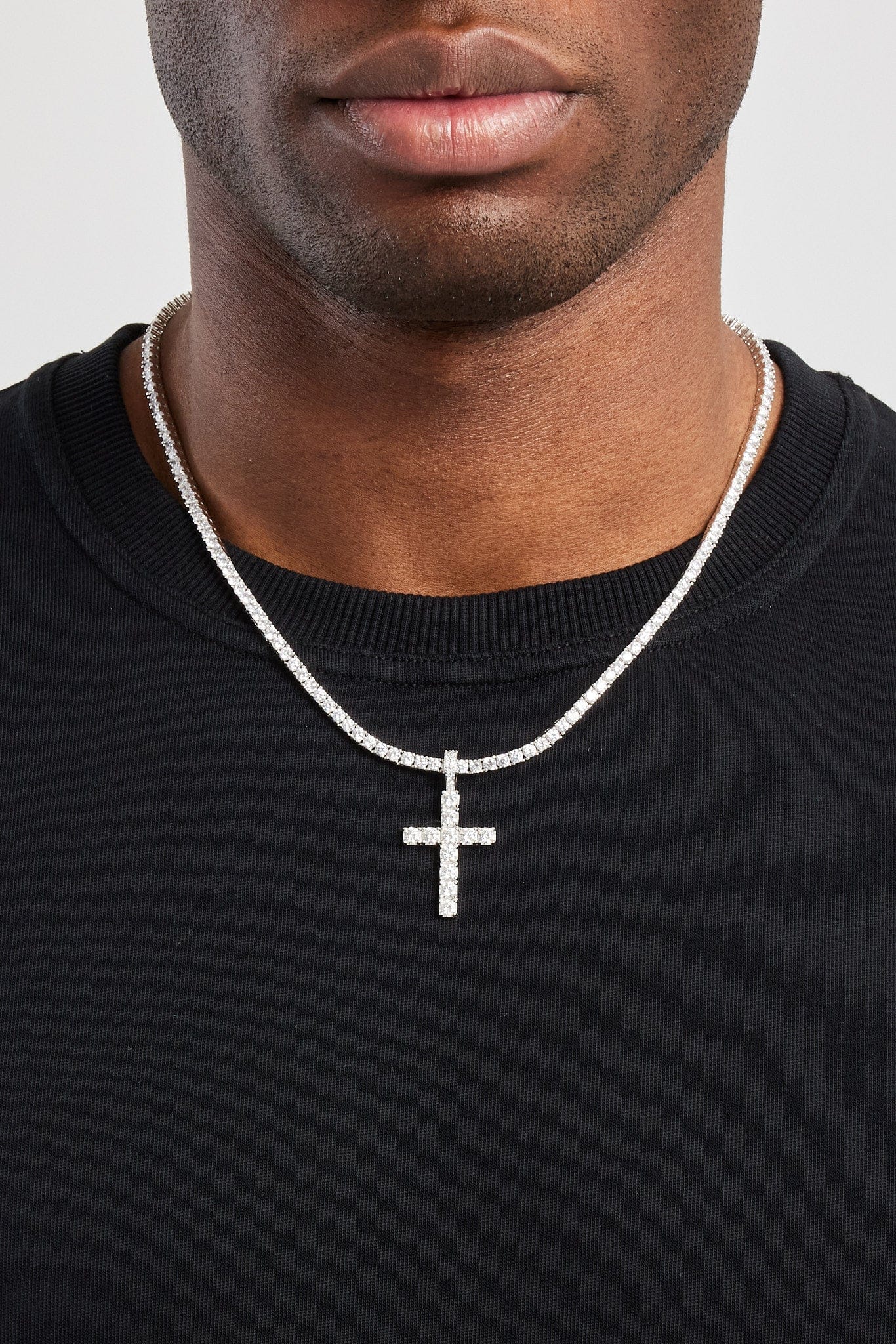 Cernucci Moissanite Cross Pendant - 30mm — One Size — Front View