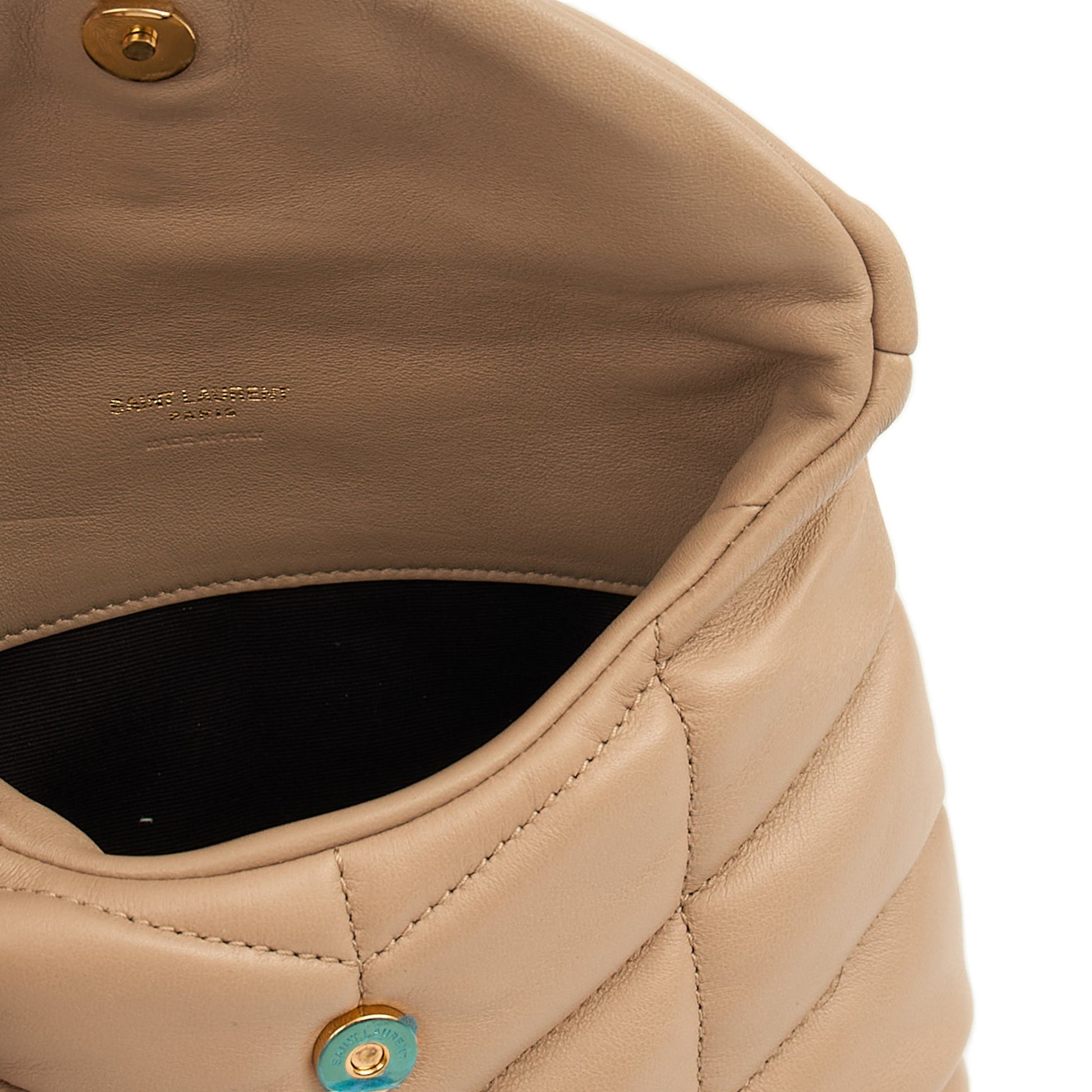 Saint Laurent Cosmetic Bag Puffer Pouch - Small in Neutral, Leather — Alternate View 21