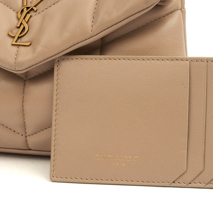 Saint Laurent Cosmetic Bag Puffer Pouch - Small in Neutral, Leather — Alternate View 13