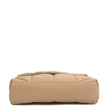 Saint Laurent Cosmetic Bag Puffer Pouch - Small in Neutral, Leather — Alternate View 11