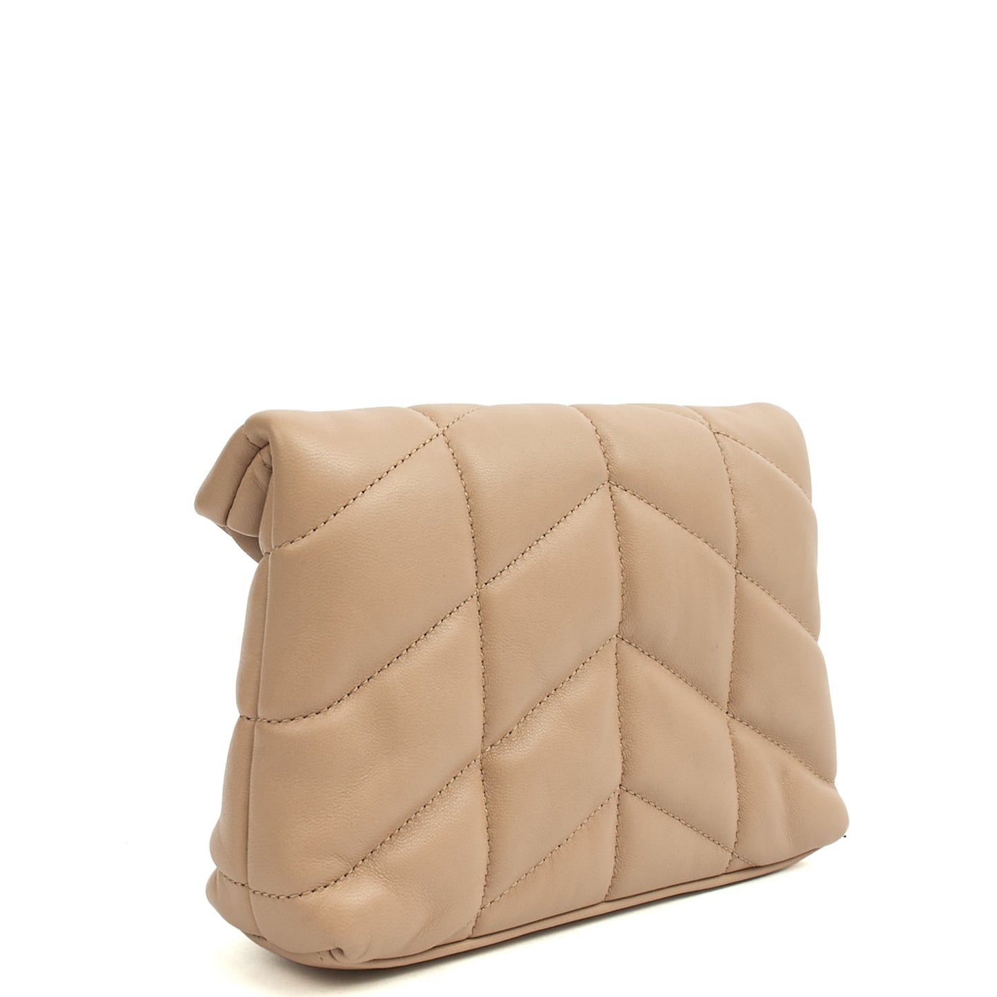 Saint Laurent Cosmetic Bag Puffer Pouch - Small in Neutral, Leather — Alternate View 16