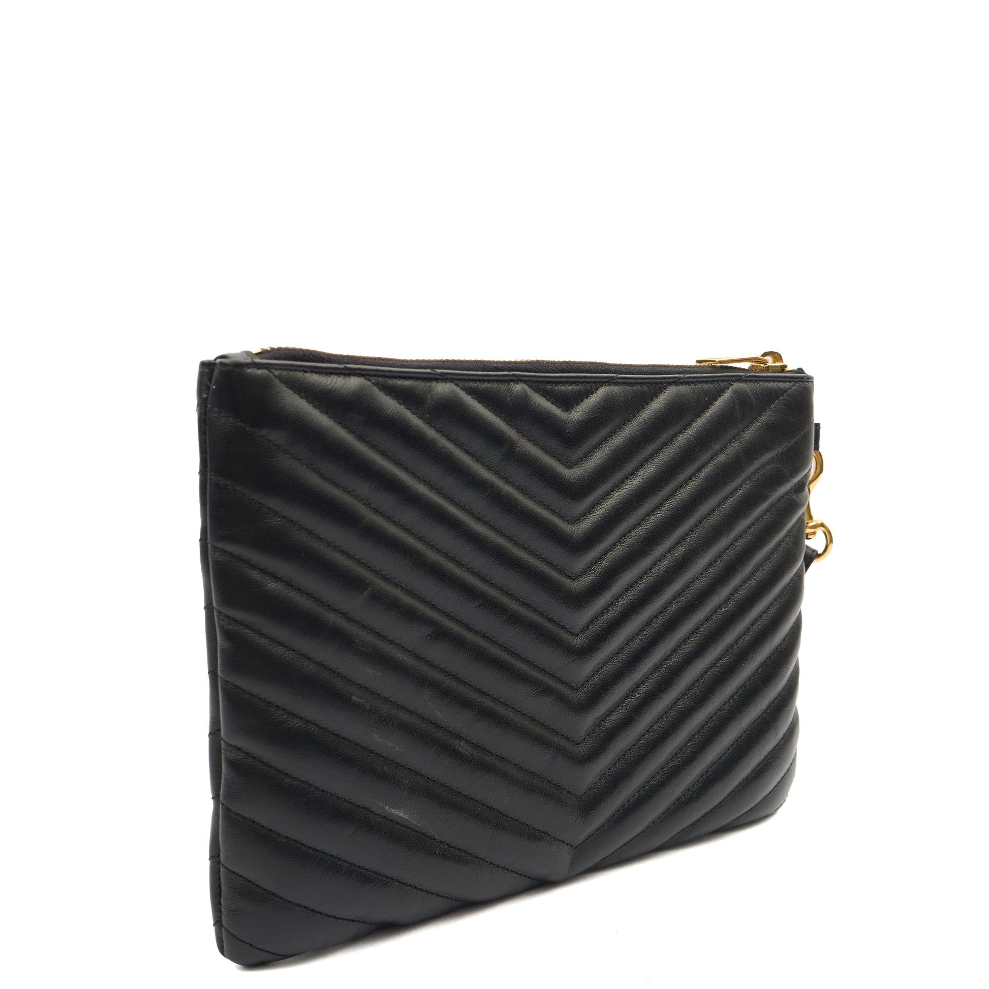 Saint Laurent Clutch Monogram Pouch A5 in Taupe, Leather — Alternate View 9