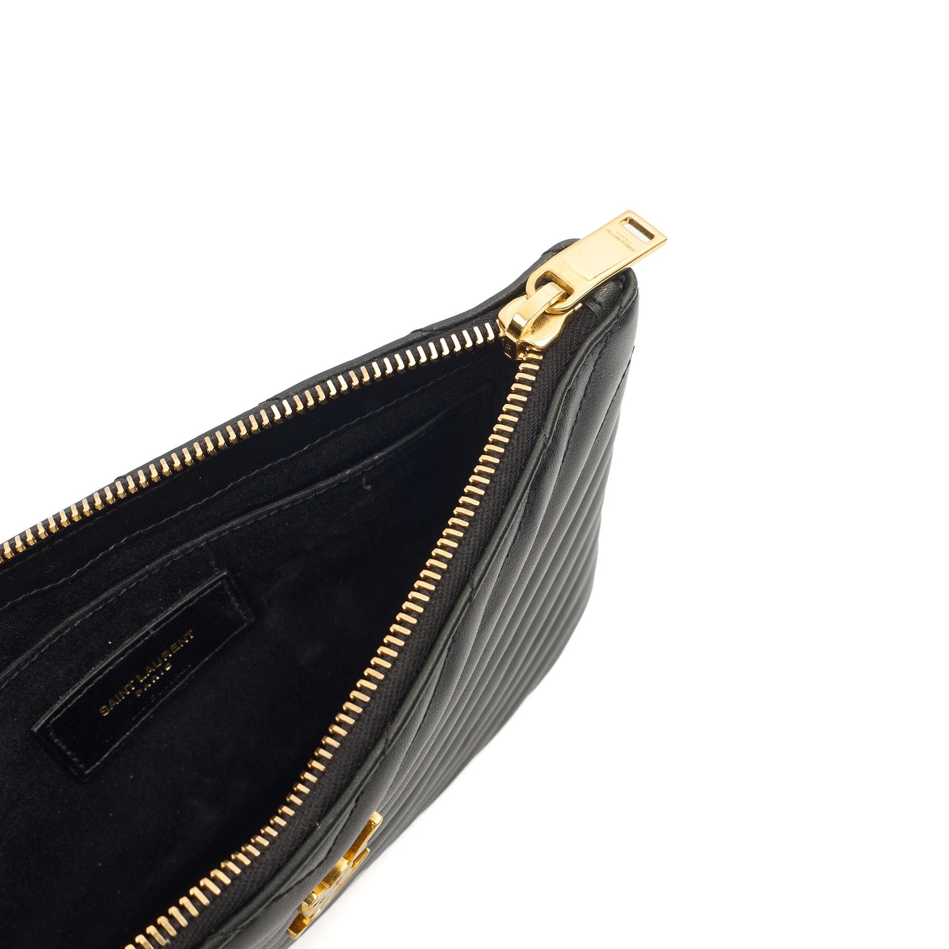 Saint Laurent Clutch Monogram Pouch A5 in Taupe, Leather — Alternate View 7