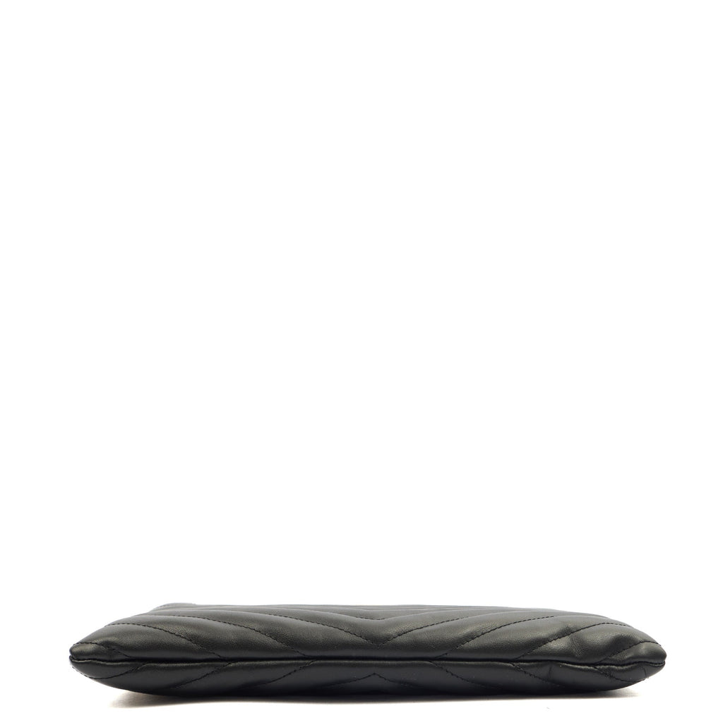 Saint Laurent Clutch Monogram Pouch A5 in Taupe, Leather — Top View