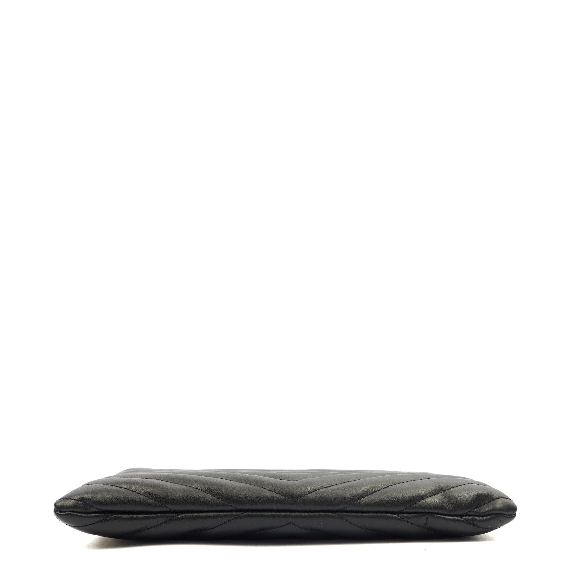 Saint Laurent Clutch Monogram Pouch A5 in Taupe, Leather — Top View