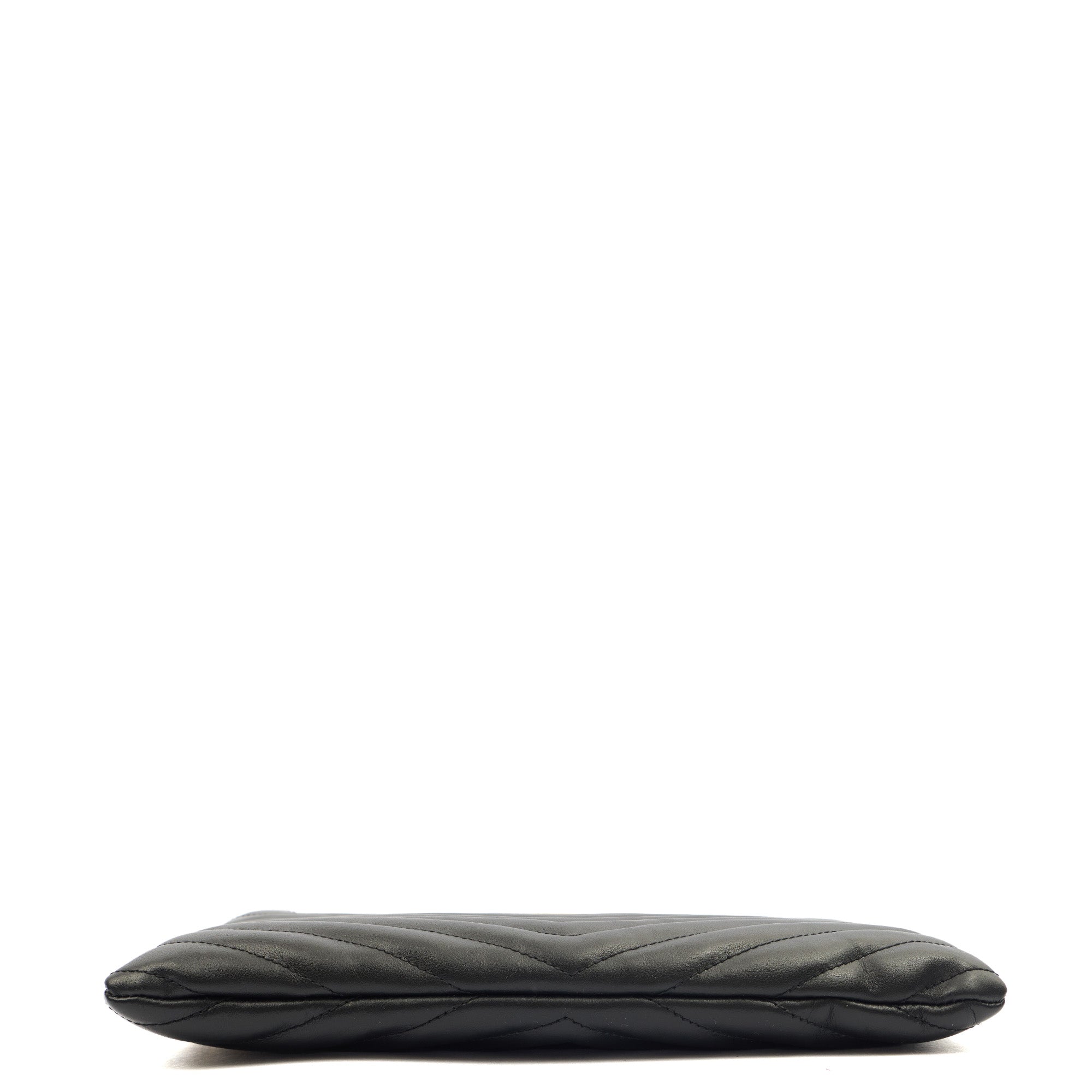 Saint Laurent Clutch Monogram Pouch A5 in Taupe, Leather — Top View