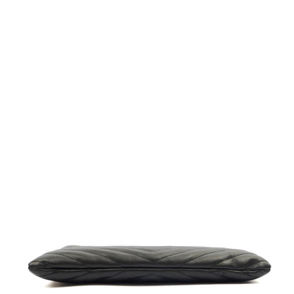 Saint Laurent Clutch Monogram Pouch A5 in Taupe, Leather — Top View