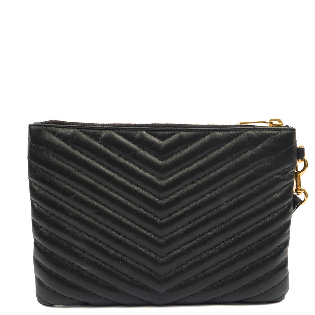 Saint Laurent Clutch Monogram Pouch A5 in Taupe, Leather — Alternate View 10