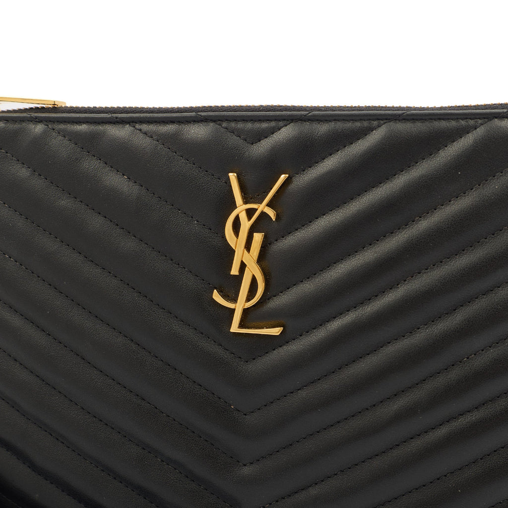 Saint Laurent Clutch Monogram Pouch A5 in Taupe, Leather — Alternate View 12