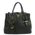 Prada Tote Vitello Daino Tote in Black, Calfskin — Front View