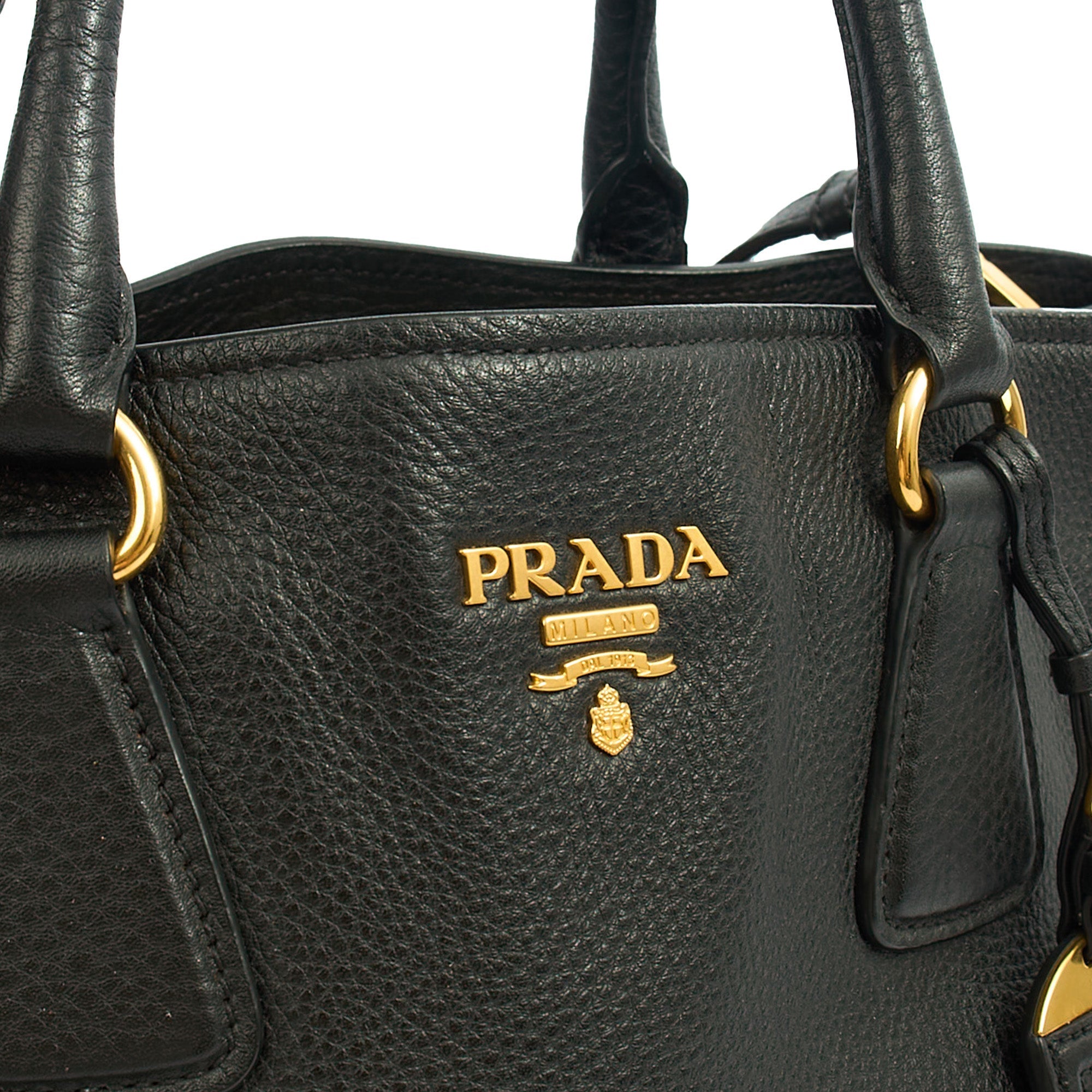 Prada Tote Vitello Daino Tote in Black, Calfskin — Lifestyle View