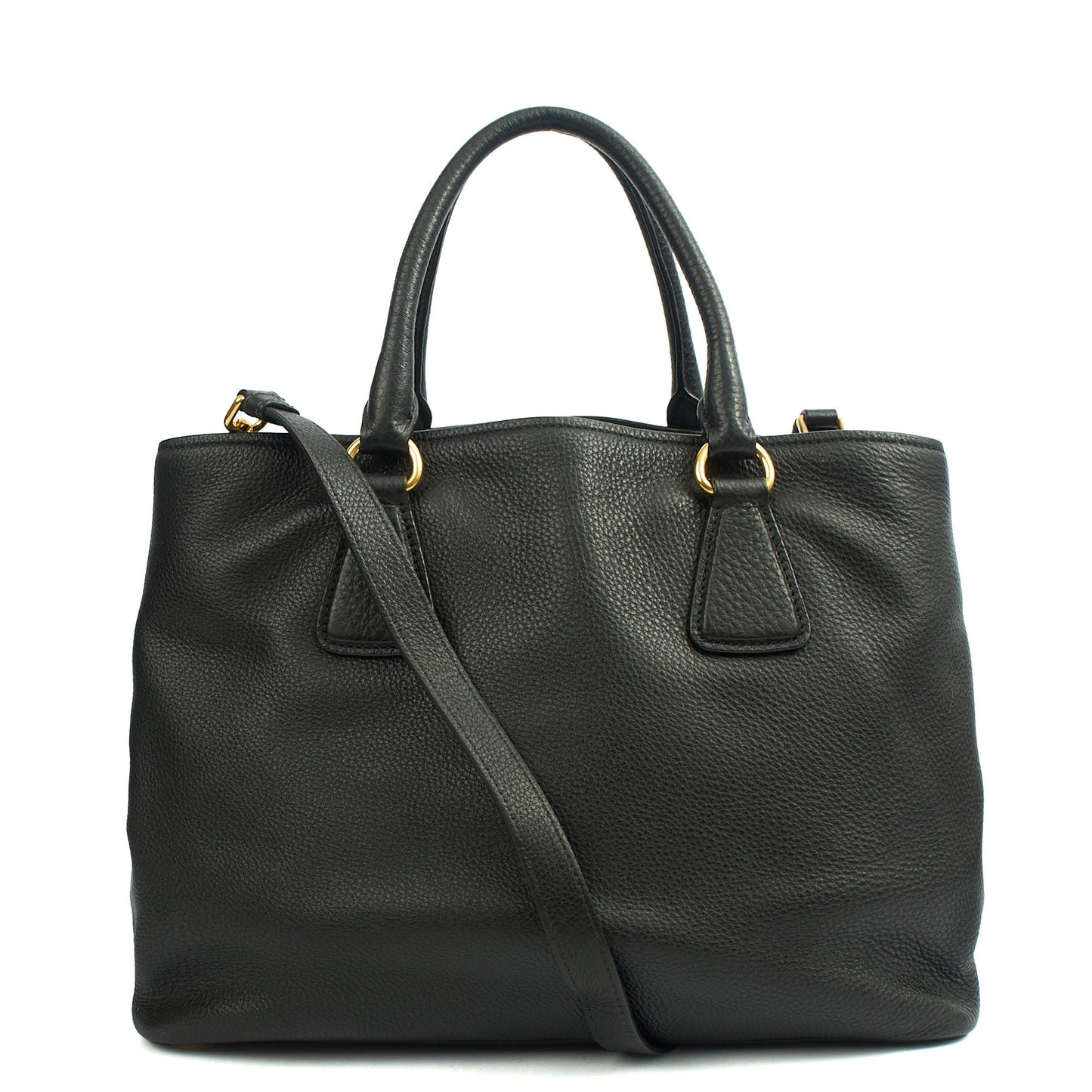 Prada Tote Vitello Daino Tote in Black, Calfskin — Back View