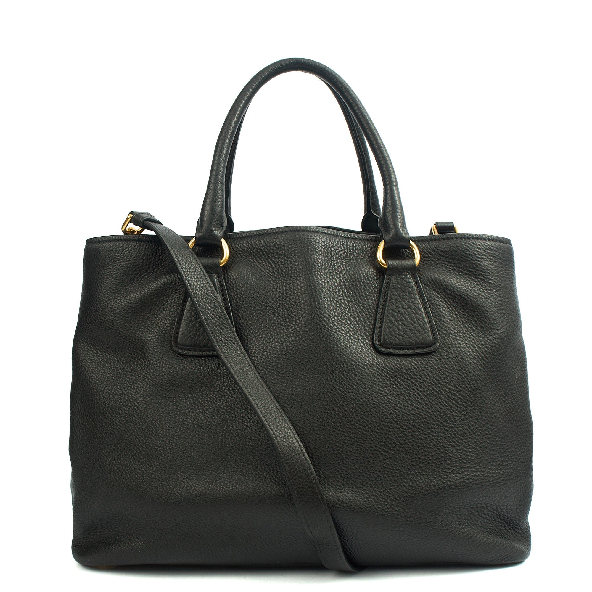 Prada Tote Vitello Daino Tote in Black, Calfskin — Back View