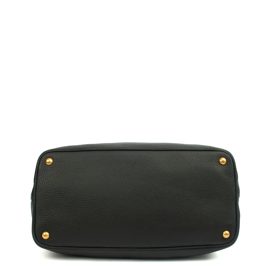 Prada Tote Vitello Daino Tote in Black, Calfskin — Top View