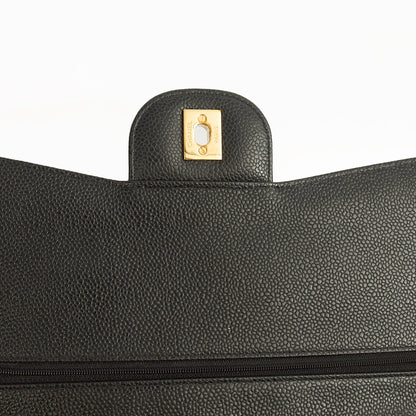 Chanel Shoulder Bag Classic Double Flap - Large in Black, Caviar Leather — Alternate View 22