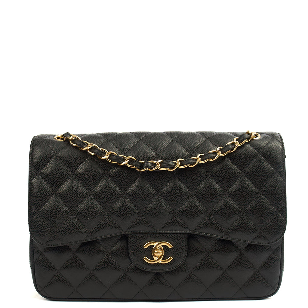 Chanel Shoulder Bag Classic Double Flap - Large in Black, Caviar Leather — Alternate View 13