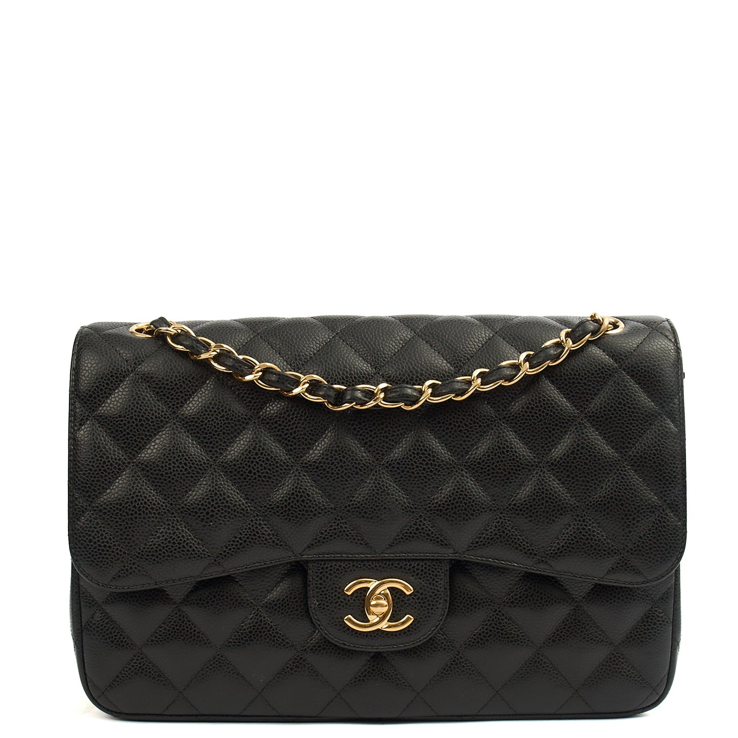 Chanel Shoulder Bag Classic Double Flap - Large in Black, Caviar Leather — Alternate View 13