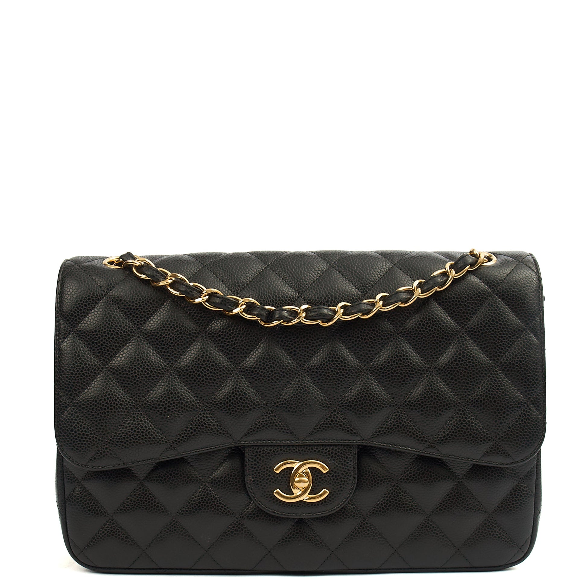 Chanel Shoulder Bag Classic Double Flap - Large in Black, Caviar Leather — Alternate View 13
