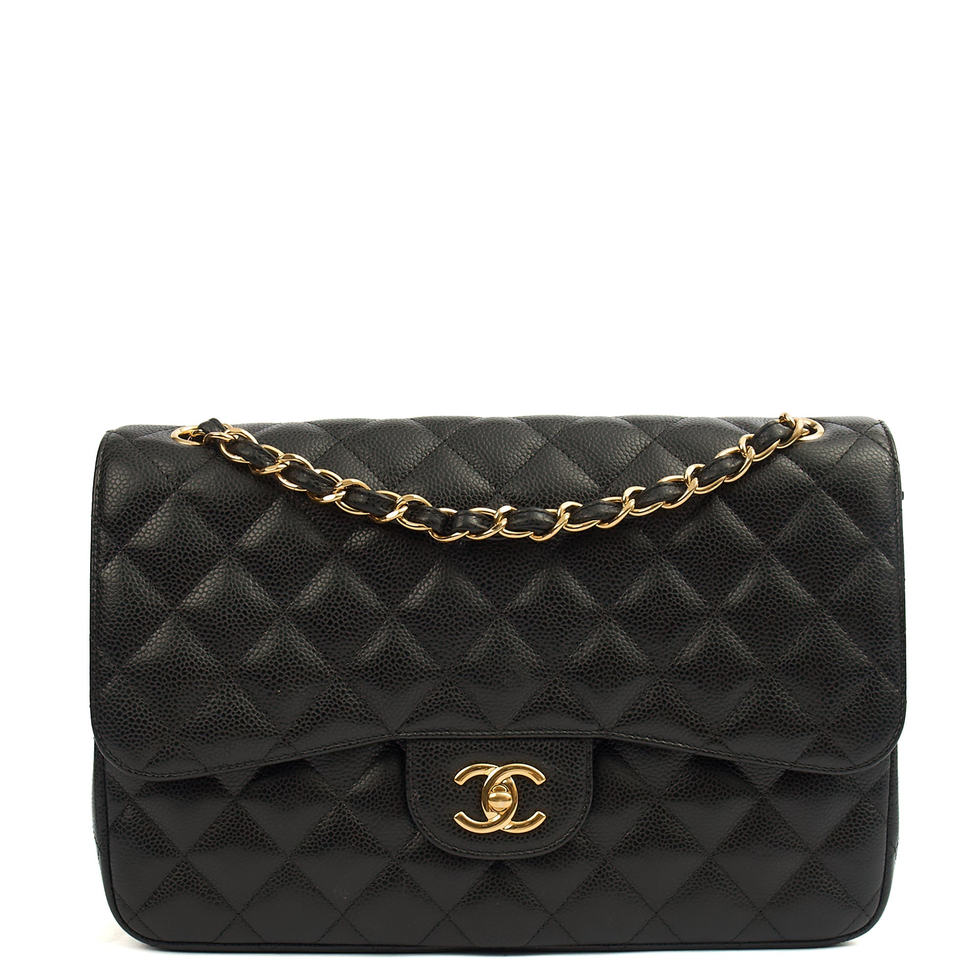 Chanel Shoulder Bag Classic Double Flap - Large in Black, Caviar Leather — Alternate View 13