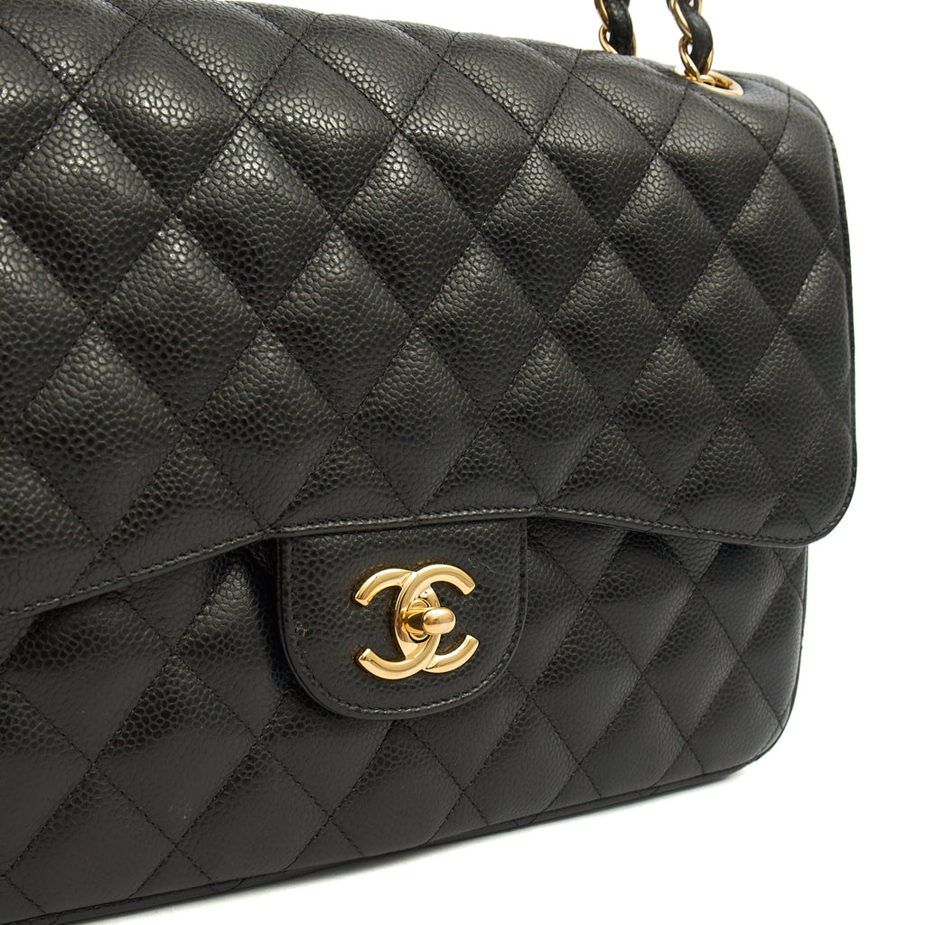 Chanel Shoulder Bag Classic Double Flap - Large in Black, Caviar Leather — Alternate View 8