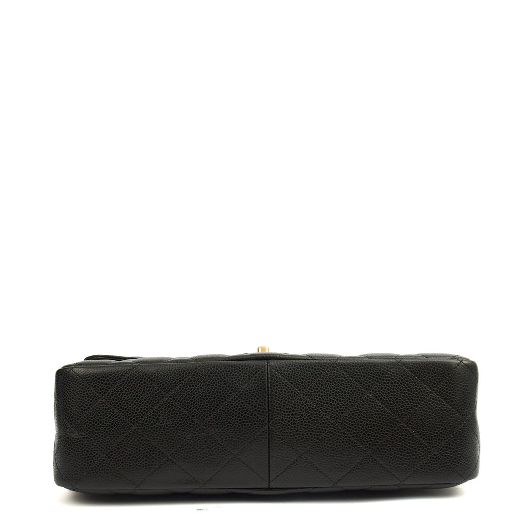 Chanel Shoulder Bag Classic Double Flap - Large in Black, Caviar Leather — Top View
