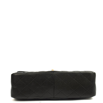 Chanel Shoulder Bag Classic Double Flap - Large in Black, Caviar Leather — Top View