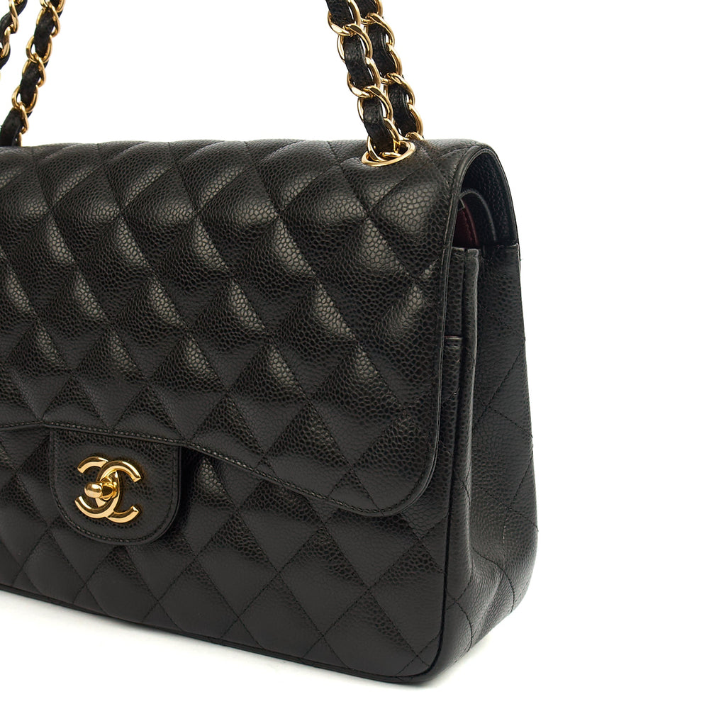 Chanel Shoulder Bag Classic Double Flap - Large in Black, Caviar Leather — Alternate View 7