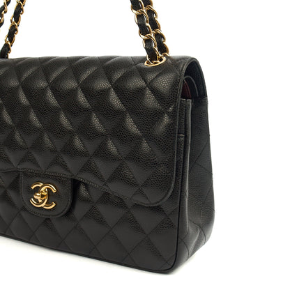 Chanel Shoulder Bag Classic Double Flap - Large in Black, Caviar Leather — Alternate View 7