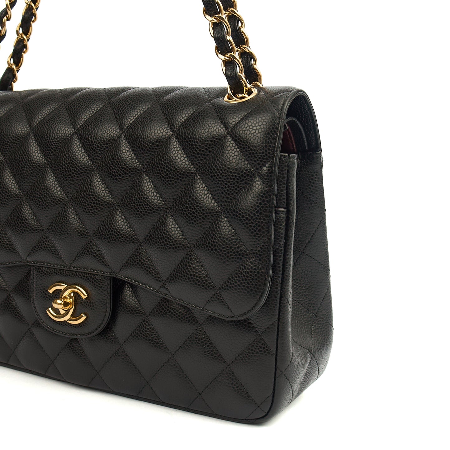 Chanel Shoulder Bag Classic Double Flap - Large in Black, Caviar Leather — Alternate View 19