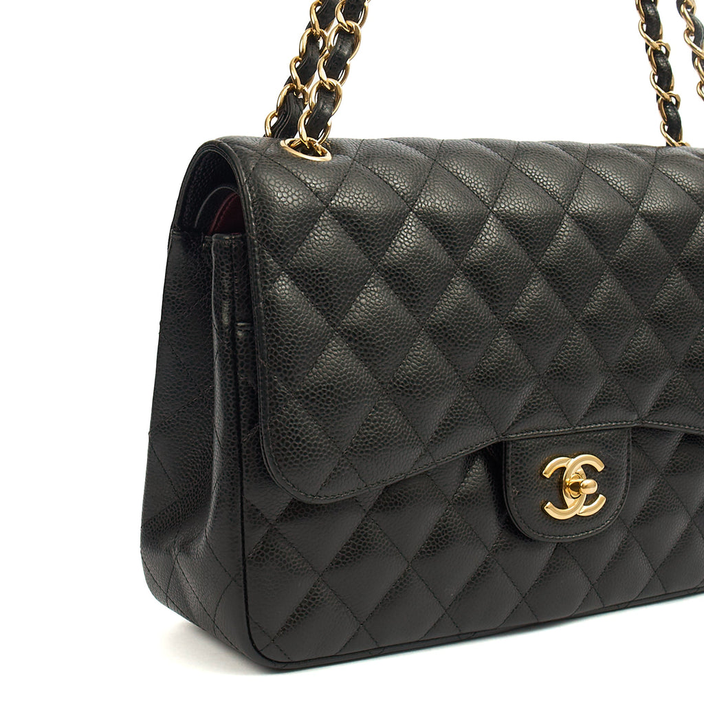 Chanel Shoulder Bag Classic Double Flap - Large in Black, Caviar Leather — Alternate View 9
