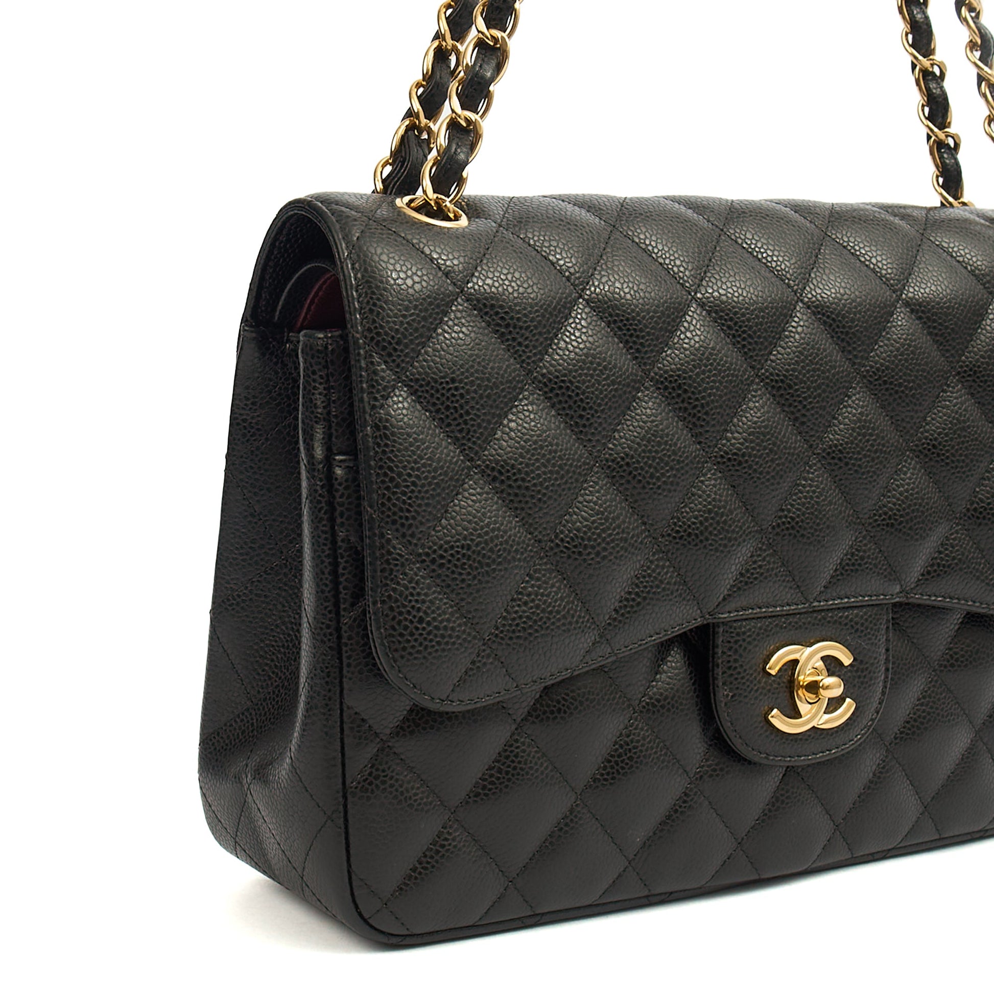 Chanel Shoulder Bag Classic Double Flap - Large in Black, Caviar Leather — Alternate View 9